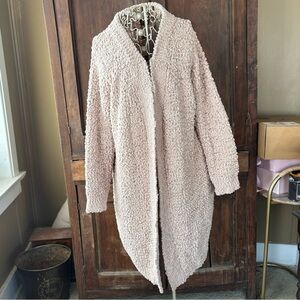 Dusty Pink Sherpa Open Front Cardigan-Sz. Large-EUC